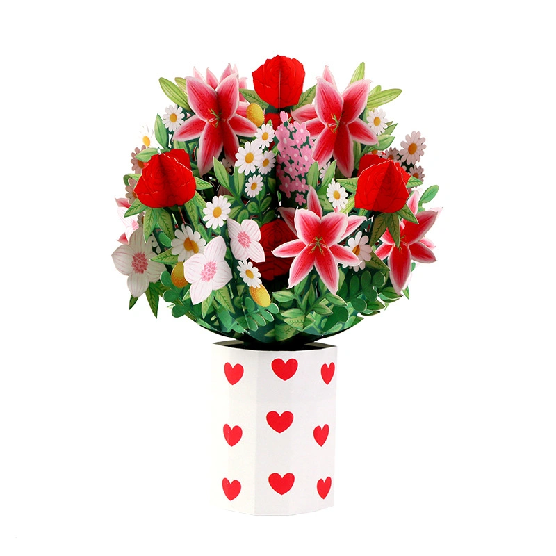 Mother&prime; S Day Creative Thanksgiving Hand Bouquet 3D Greeting Card