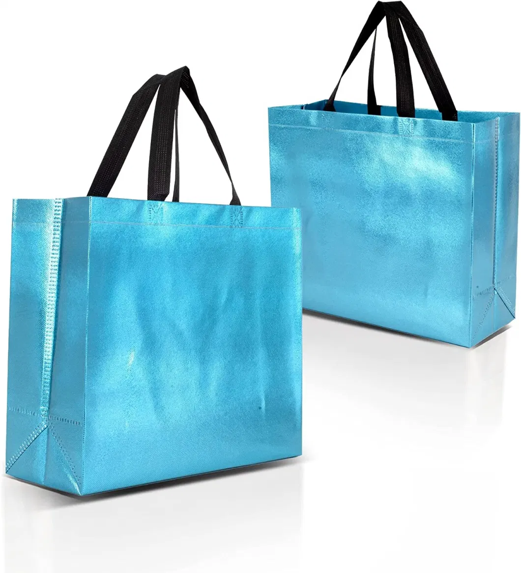 Customized Rainbow Gradient Color Coated Bright Laser Non-Woven Film Shopping Gift Promotional Tote Bags