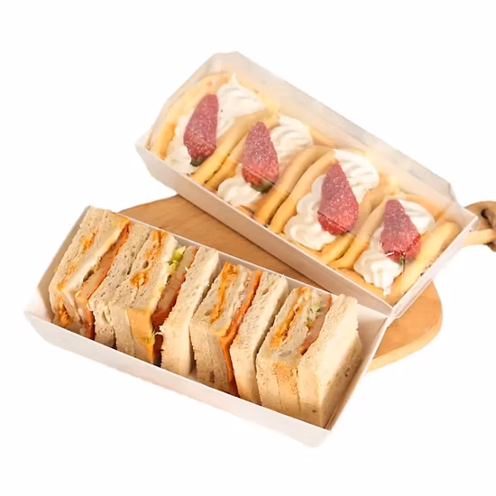 Customization Fast Food Sandwich Packaging with Pet Lid Variety Styles Craft Paper Boxes