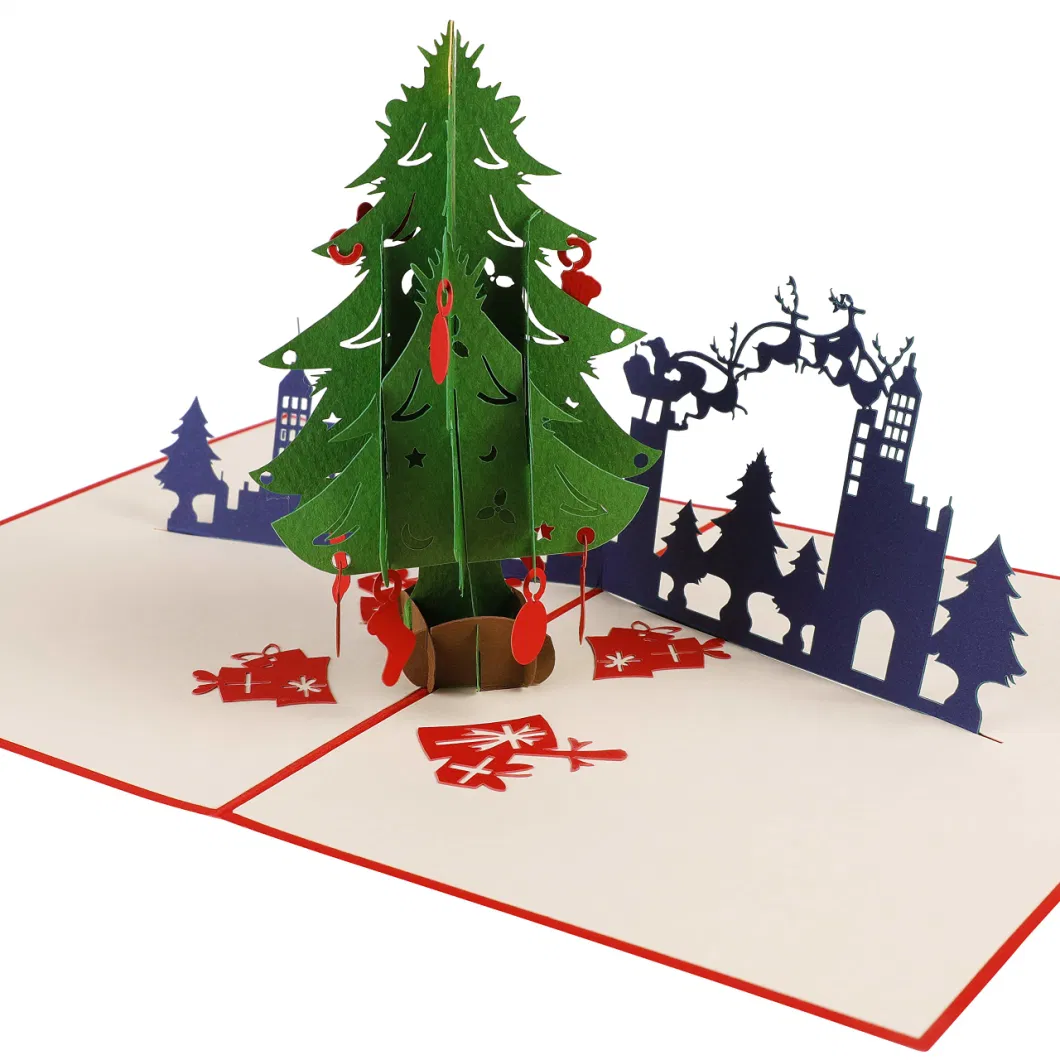 3D Pop-up Christmas Carnival Greeting Card Laser Cutting Handmade Holiday Season