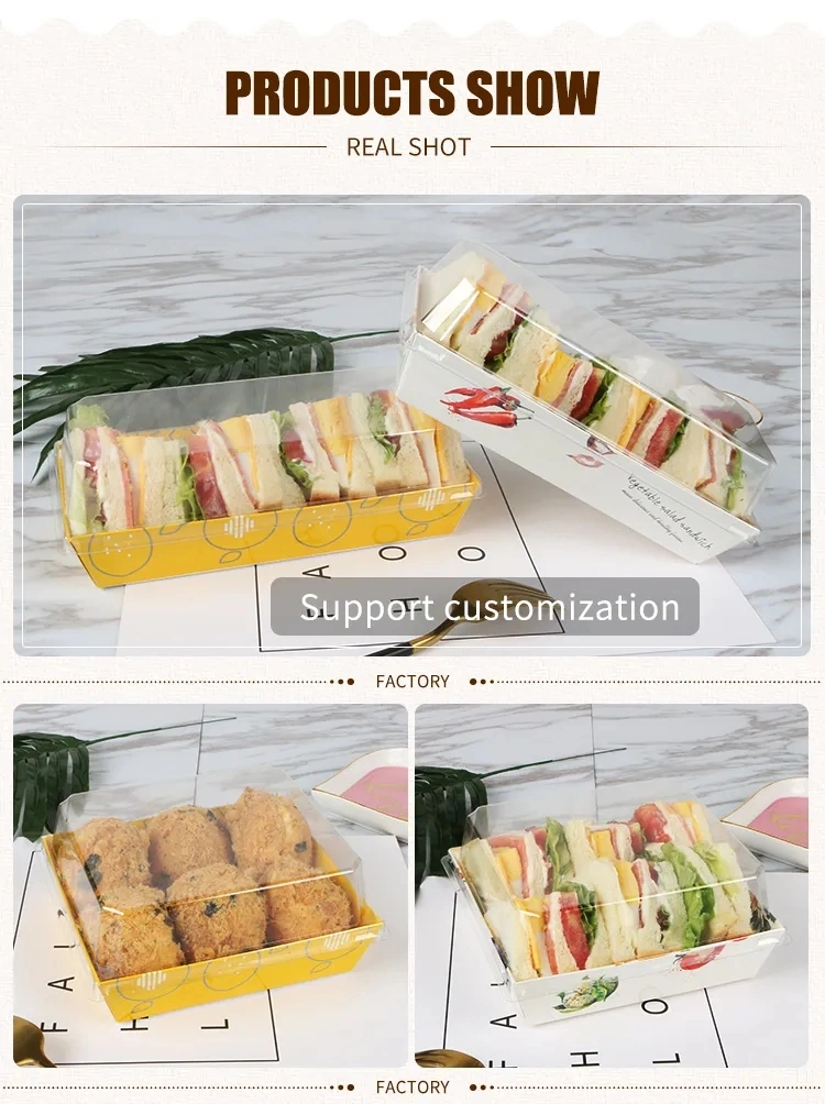 Customization Fast Food Sandwich Packaging with Pet Lid Variety Styles Craft Paper Boxes