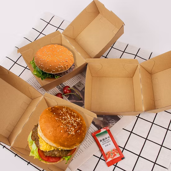 Disposable Paper Takeaway Fast Food Container Biodegradable Kraft Food Packaging