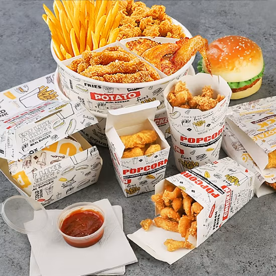 Degradable Takeaway Fast Food Packaging Food Container Paper Boxes Pizza Container Lunch Box Printing Book Service Puzzle Paper Box Burger Food Packaging