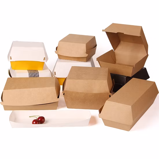Disposable Paper Takeaway Fast Food Container Biodegradable Kraft Food Packaging