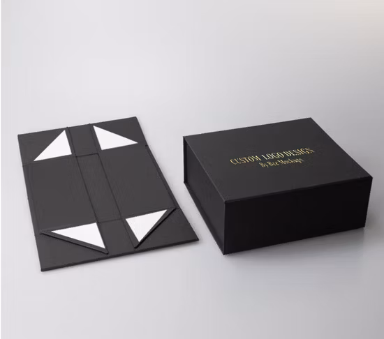 Wholesale Luxury Packaging Boxes Custom Printing Folding Rigid Paper Cardboard Magnetic Lid Closure Black Gift Box with Logo