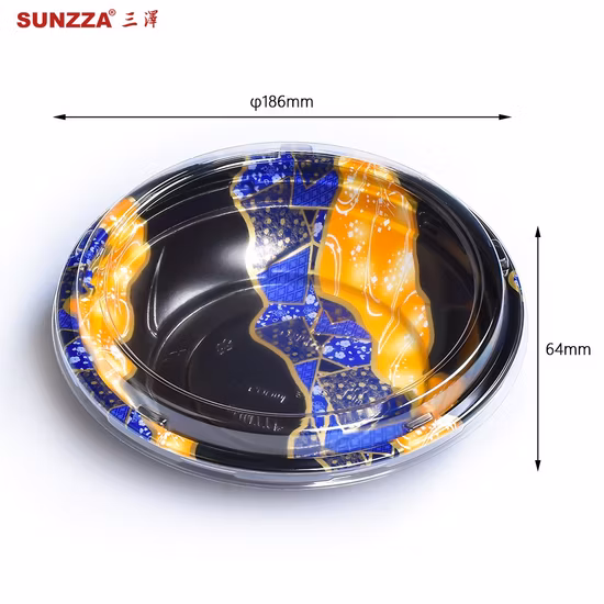 Food Grade PP Plastic Round Disposable Black and Red Fast Food Packaging