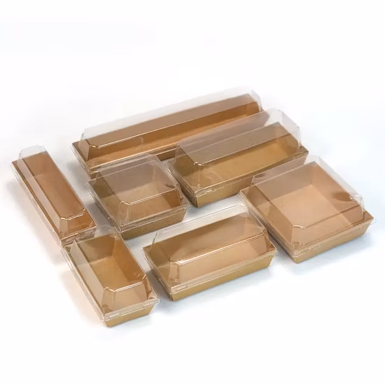 Customization Fast Food Sandwich Packaging with Pet Lid Variety Styles Craft Paper Boxes