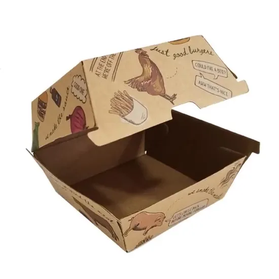 Disposable Biodegradable Kraft Paper Takeaway Lunch Fast Food Box Packaging