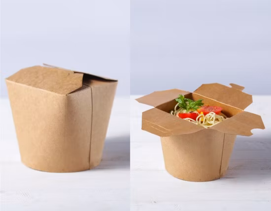 Customized Plain White/Kraft Pasta Food Packaging Paper Packaging Fast Food Packing